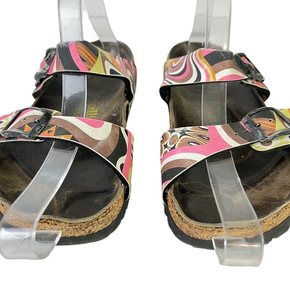 PAPILLIO BIRKENSTOCK Arizona Print Genuine Leather Slides Sandals Slip On sz 6 - Picture 2 of 16